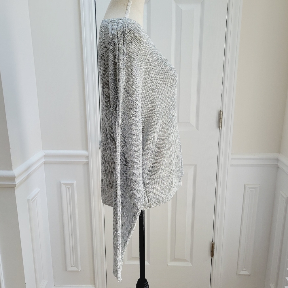 RTA Rhys Metallic Silver Open Knit Pullover Sweater - Picture 5 of 14